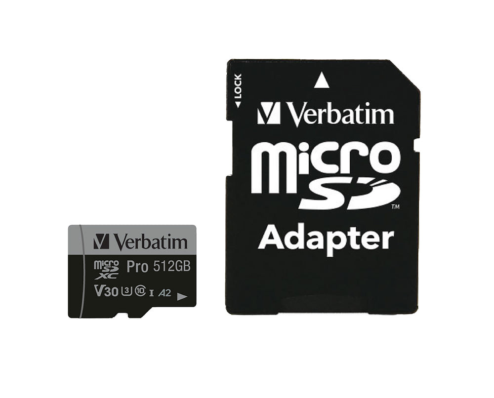 Verbatim microSDXC memory card 512 GB UHS-I Pro Class 10 + SD adapter