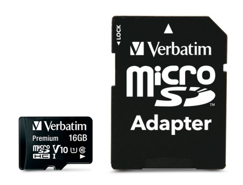 Verbatim microSDHC Speicherkarte 16 GB UHS-I Premium Class 10 + SD Adapter