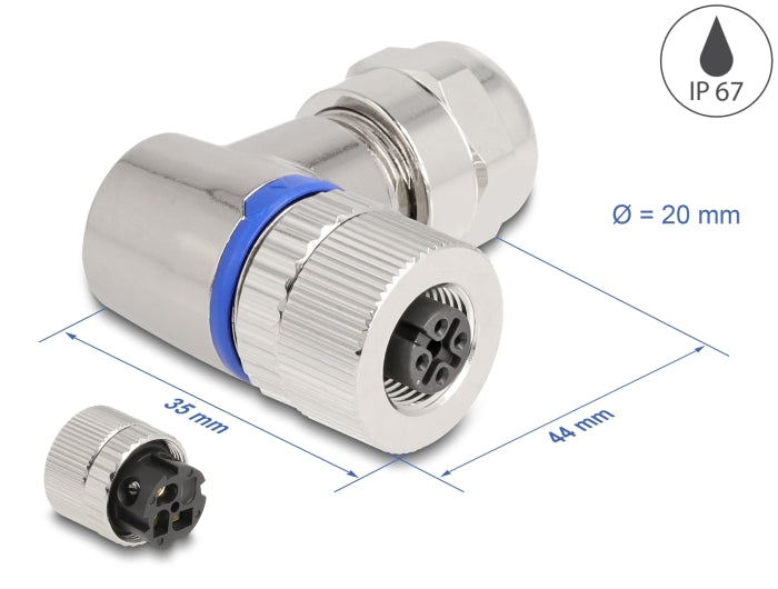 Delock M12 connector A-coded 3 pin socket for mounting