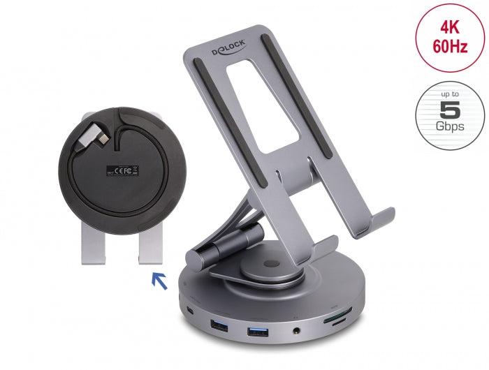 Delock Tablet and Notebook Docking Station 4K with integrated holder