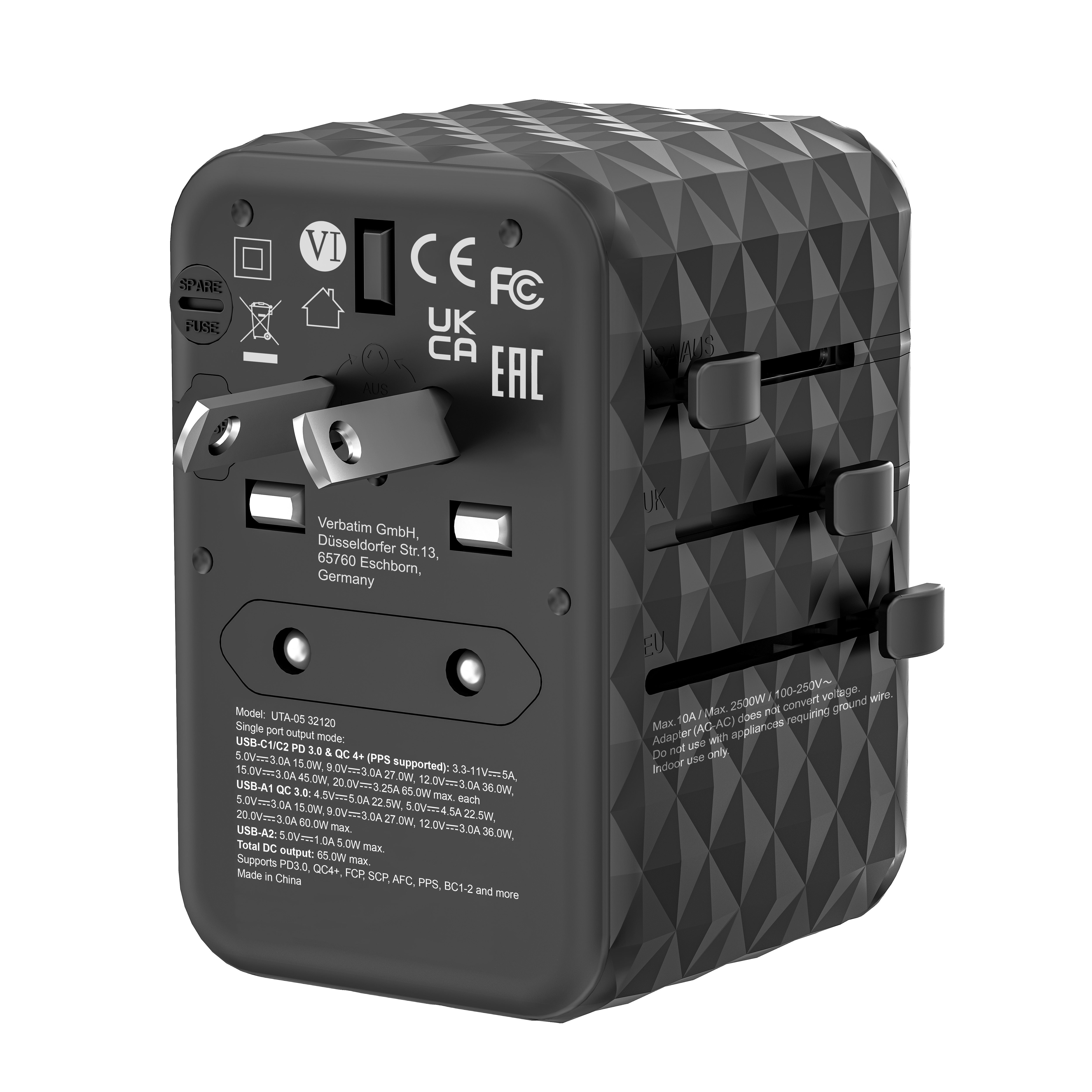 Verbatim GaN III Universal Travel Adapter 65W