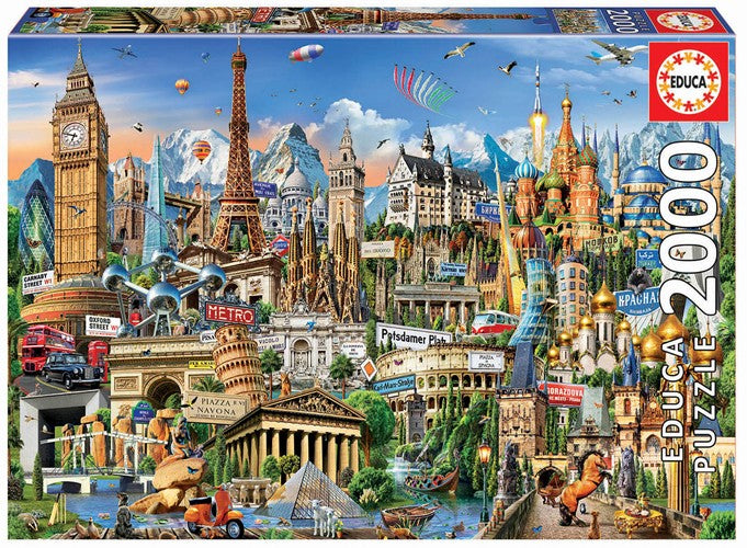 Educa Puzzle 9217697 - Europe Landmarks - 2000 piece puzzle