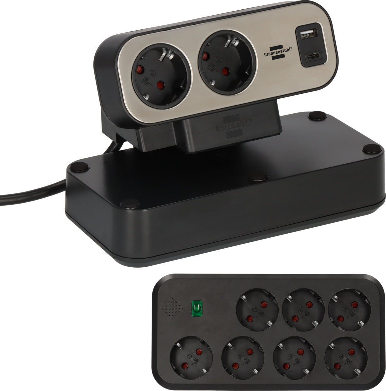 Brennenstuhl ÜSS estilo duplex table power strip 9-way with USB-C and USB-A