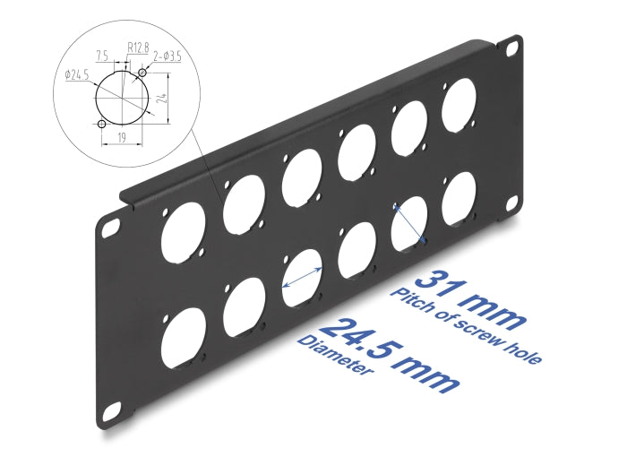 Delock 10? D-type patch panel 12 port 2 U black