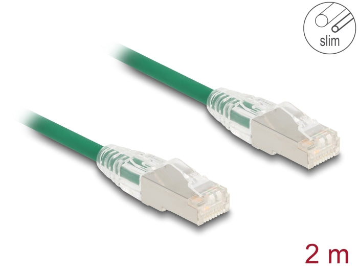 Delock RJ45 network cable Cat.6A plug to plug U/FTP Slim 2 m green
