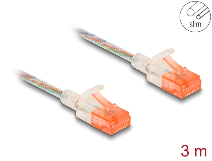 Delock RJ45 network cable Cat.6A U/UTP Slim 3 m transparent