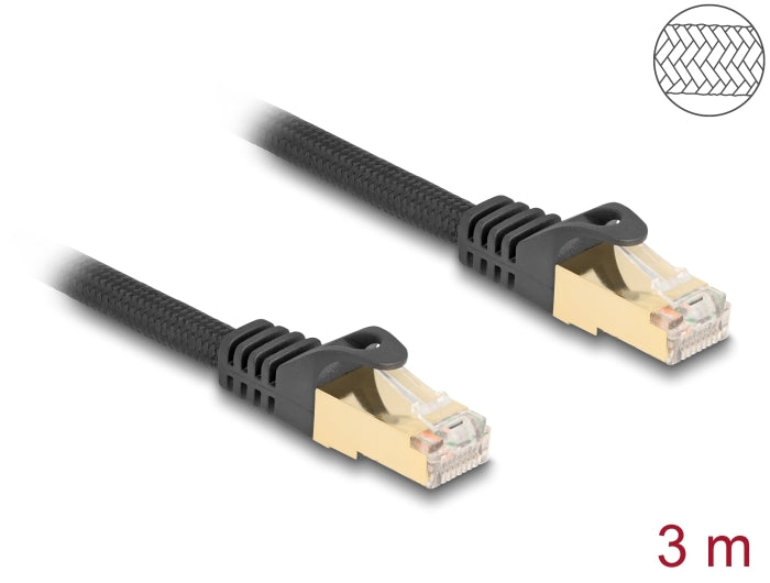 Delock RJ45 network cable with braided sheath Cat.6A S/FTP