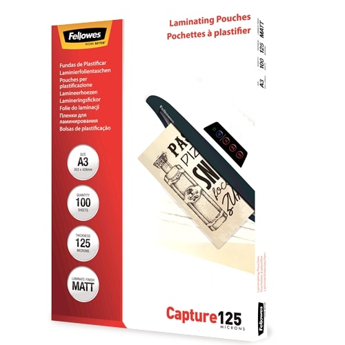 Fellowes laminating film A3 125 micron matt (pack of 100)