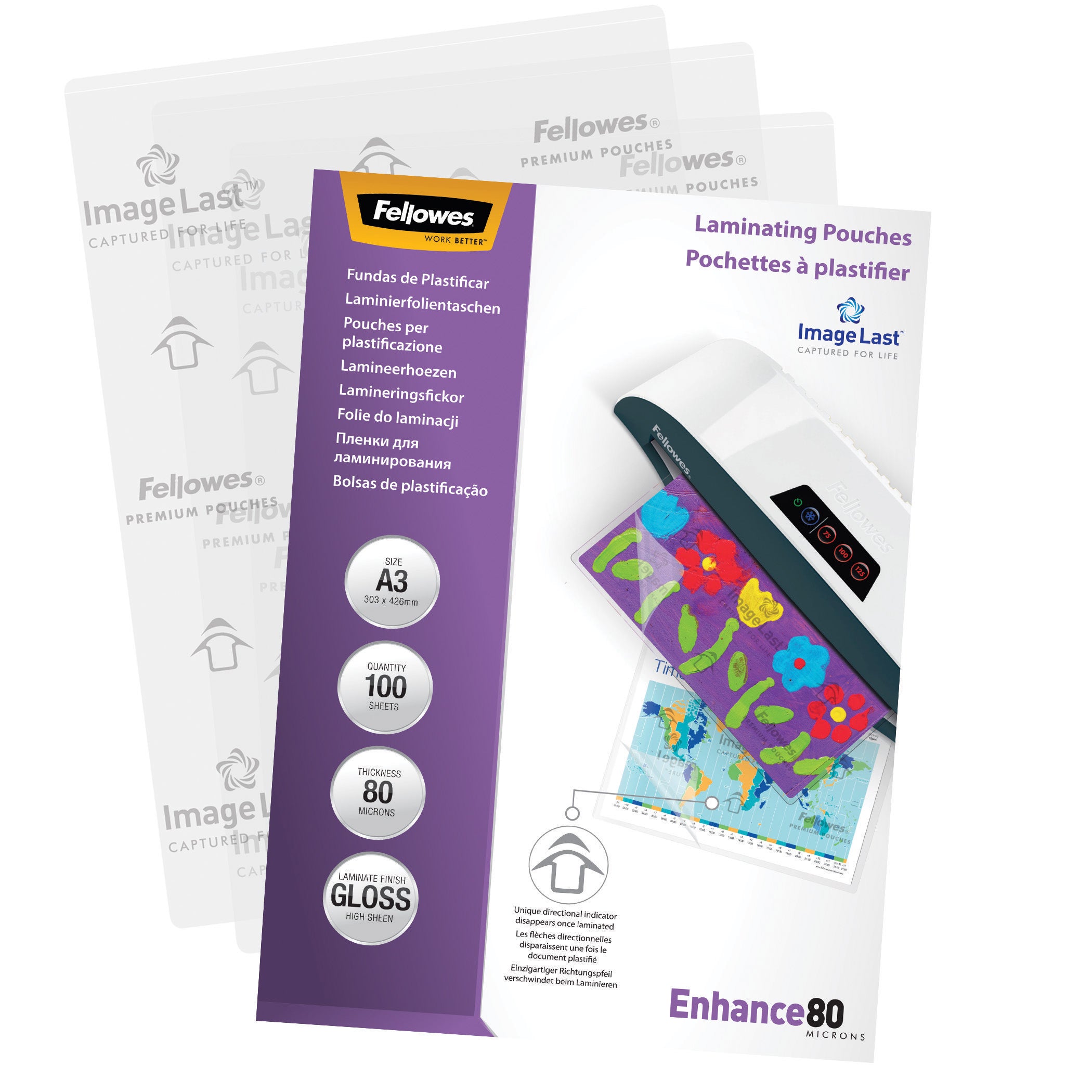 Fellowes laminating film A3 80 micron (pack of 100)