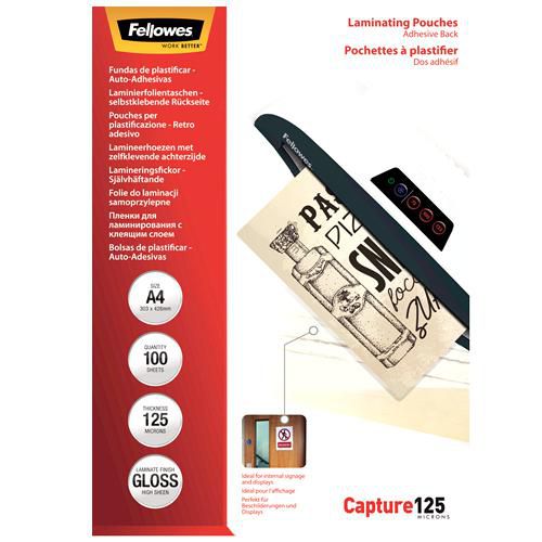 Fellowes laminating film A4 125 micron matt (pack of 100)