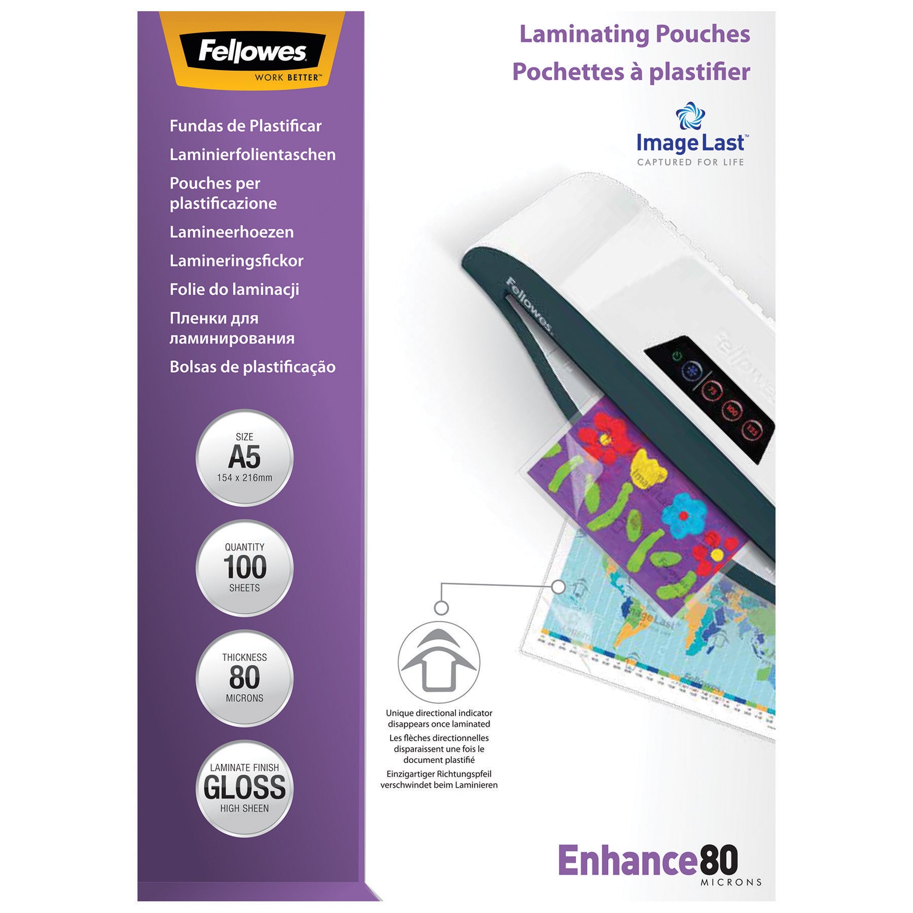 Fellowes laminating film A5 80 micron (pack of 100)