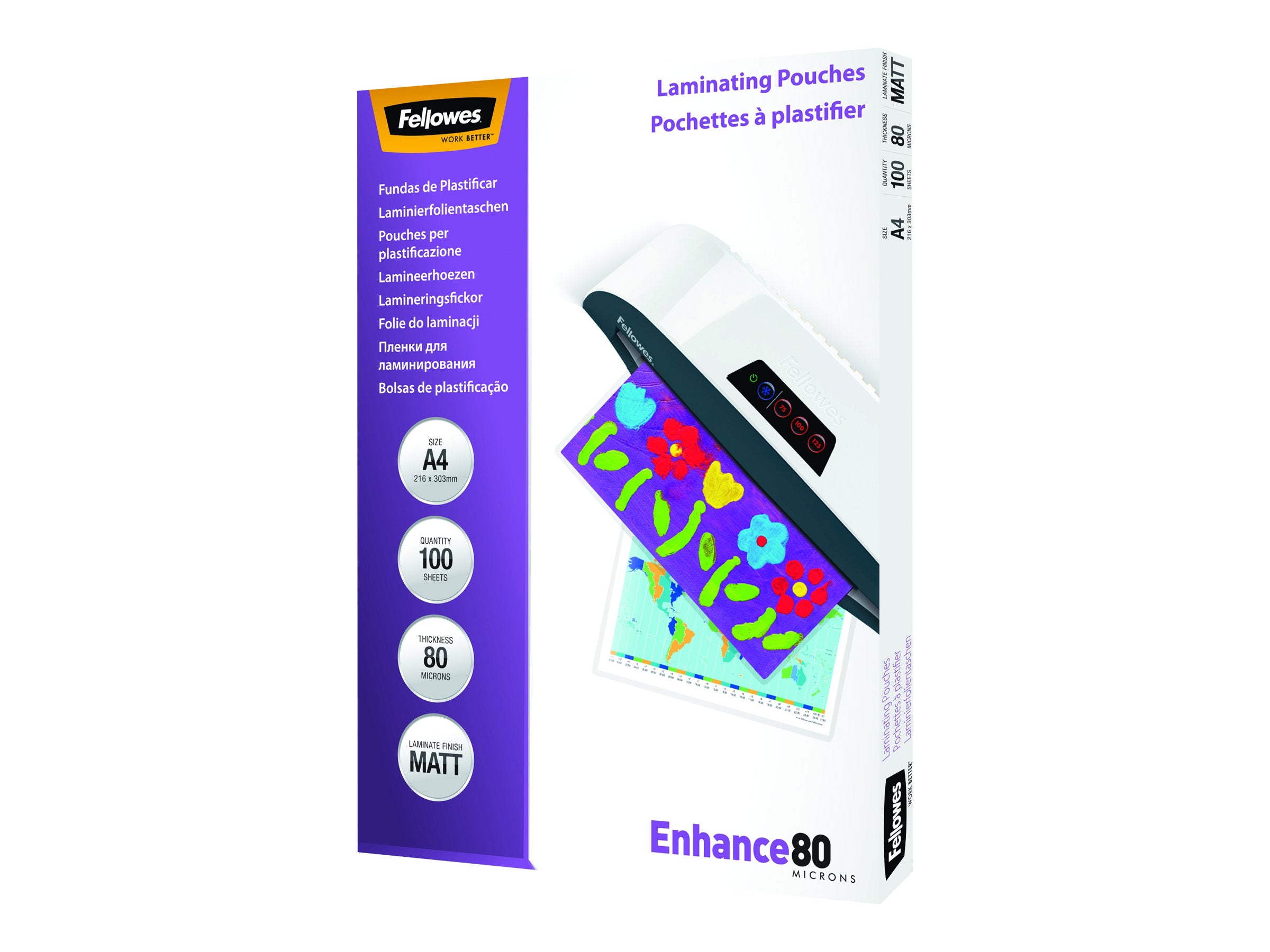 Fellowes laminating film Enhance A4 80 micron matt (pack of 100)