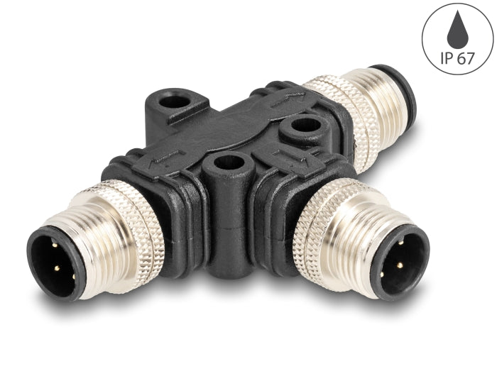 Delock M12 T-Splitter A-coded 4 Pin 1 x Male to