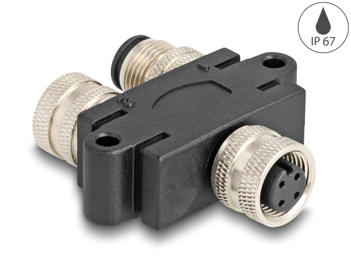 Delock M12 Y-Splitter A-coded 4 pin 1 x female to 1 x male
