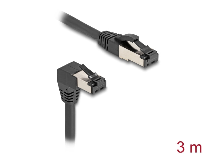 Delock RJ45 network cable Cat.8.1 S/FTP 90° down angled / straight 3 m black
