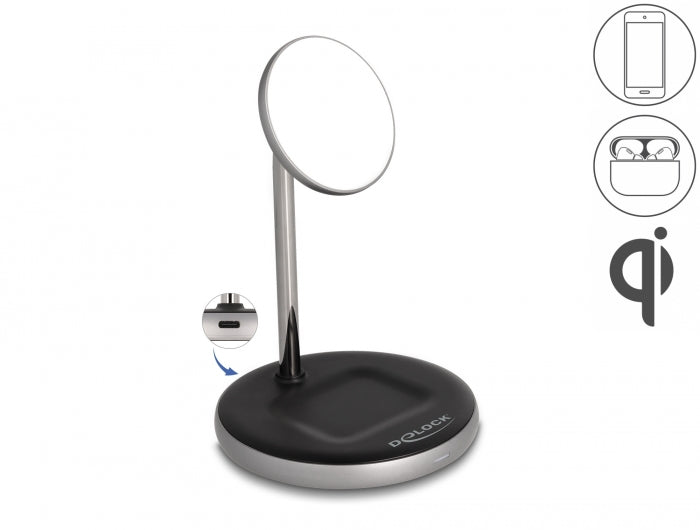 Delock Wireless Charger 2 in 1 with 5 W / 7.5 W / 10 W / 15 W - Qi
