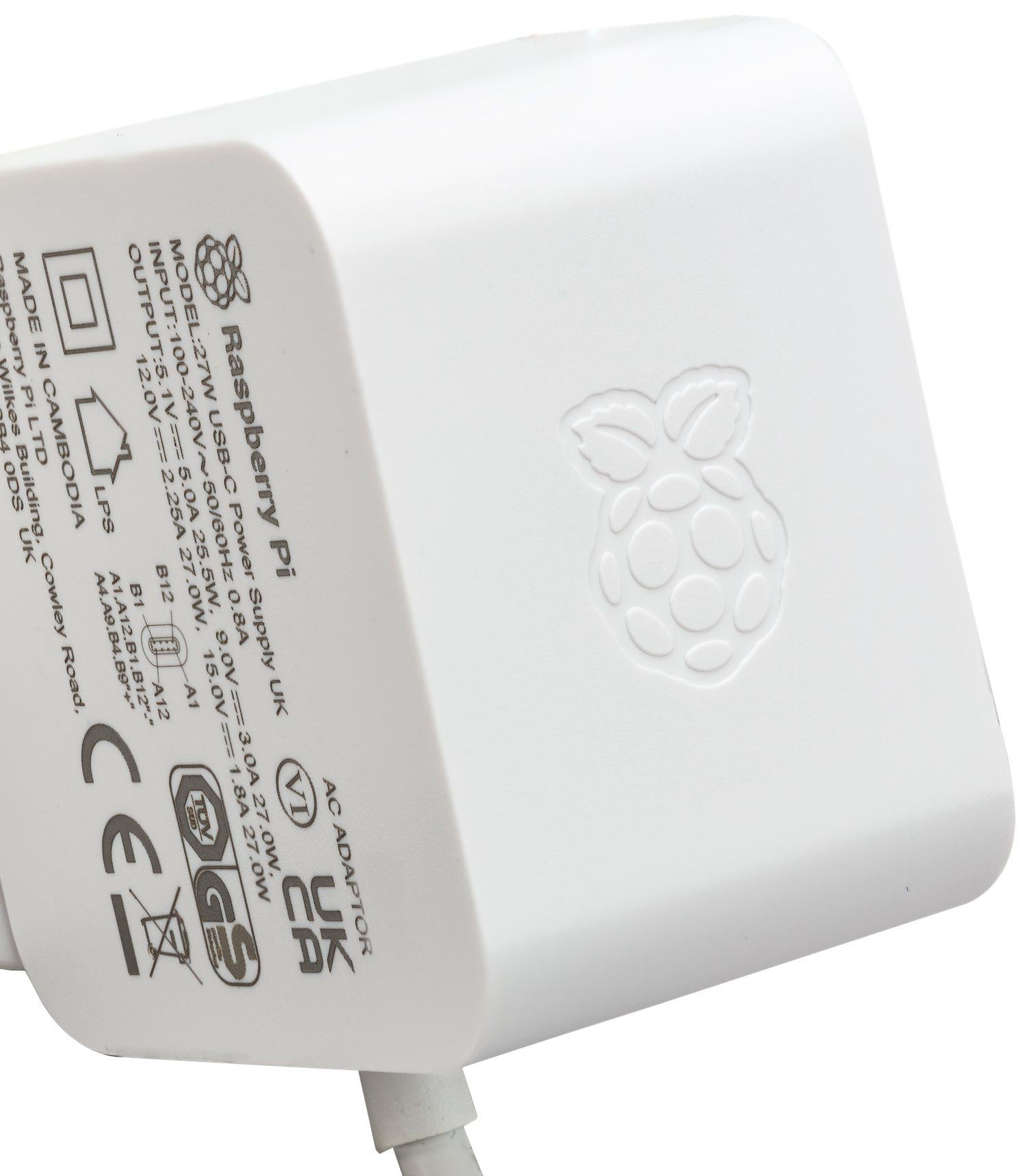Raspberry Pi 27W USB-C power supply for PI 5 white