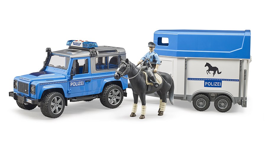 Bruder 02588 - Land Rover Defender Police Vehicle, Horse and Policeman