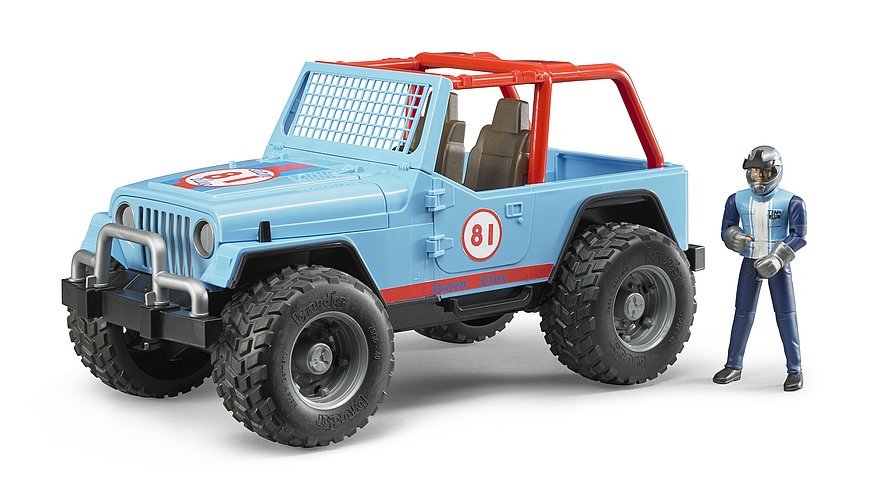 Bruder 02541 - Jeep Cross Country Racer blue with racing driver, 1:16