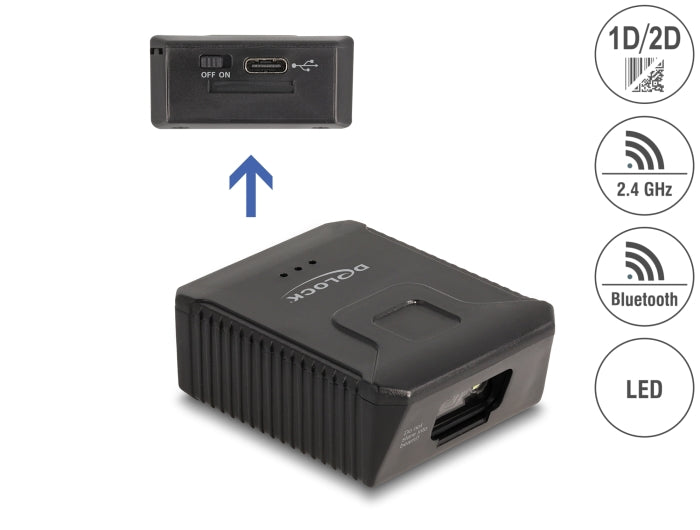 Delock Wearable Barcode Scanner 1D and 2D with 2.4 GHz or Bluetooth