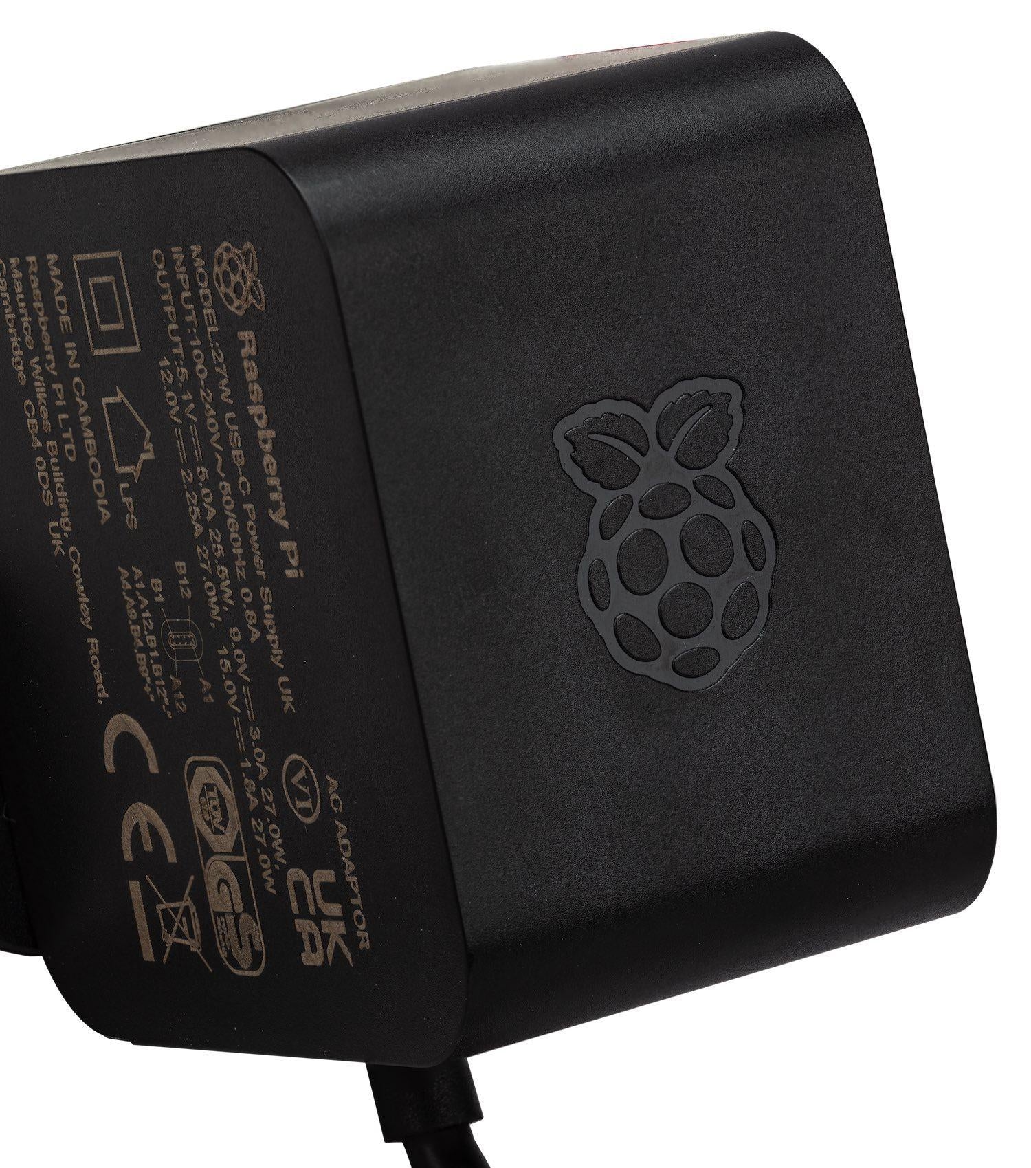 Raspberry Pi 27W USB-C power supply for PI 5 black