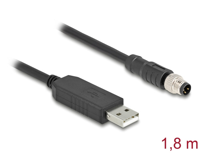 Delock M8 serial connection cable with FTDI chipset, 1.8 m black