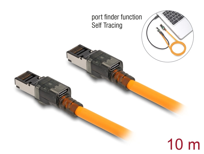 Delock RJ45 network cable with USB Type-C™ 10 m orange