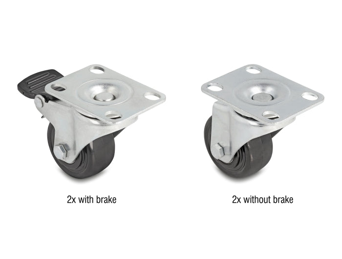 Delock heavy-duty swivel castor Ø 50 mm load capacity up to 400 kg set 2 x 2 pieces