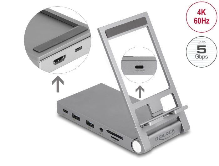 Delock Tablet and Notebook Docking Station 4K with integrated holder