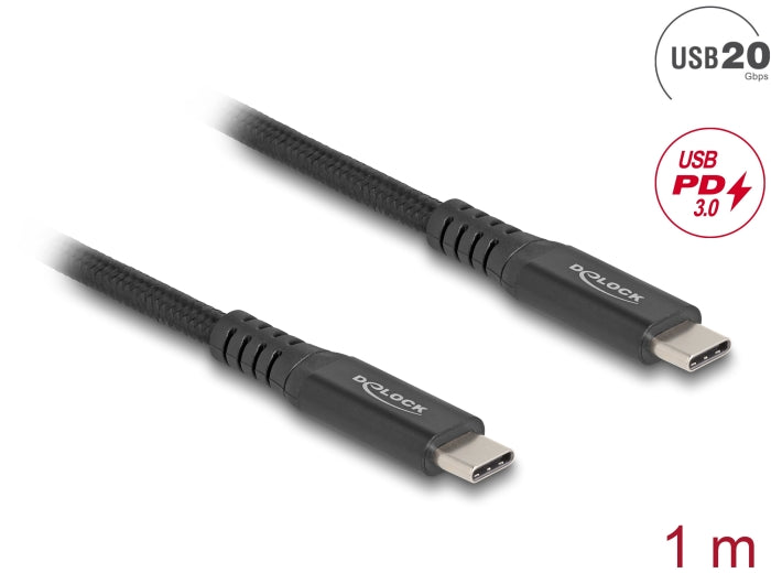 Delock USB 20 Gbps cable USB Type-C™ connector 1 m black metal
