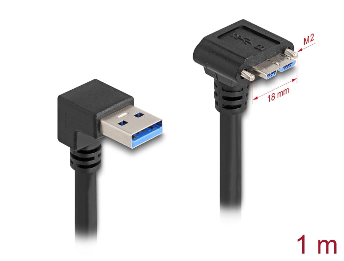 Delock USB 5 Gbps cable USB Type-A male 90° angled downwards 1 m black