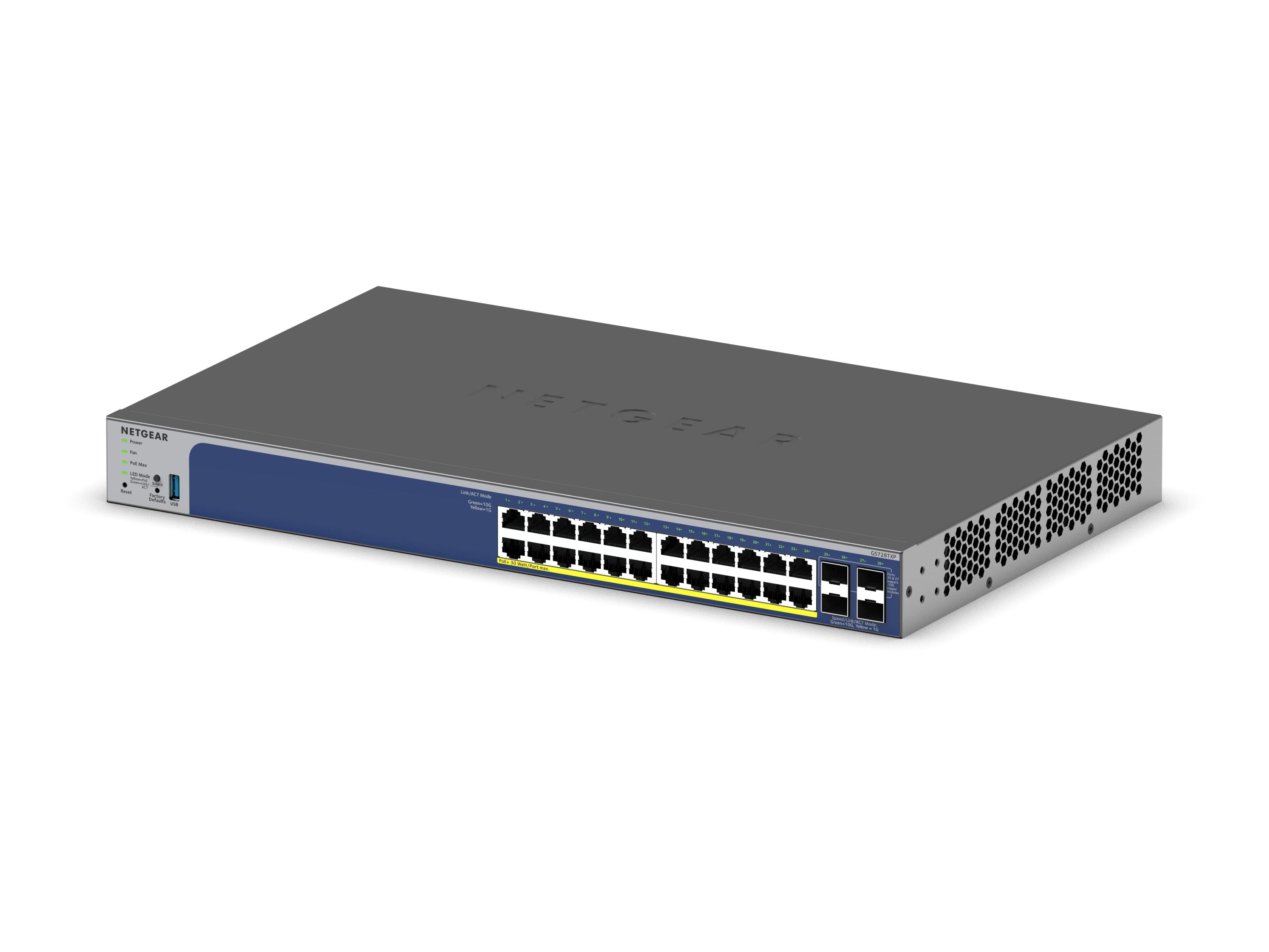 Netgear GS728TXP 24 Port Gigabit Smart Switch, 190W PoE+ Budget, 2x 10G 2x SFP