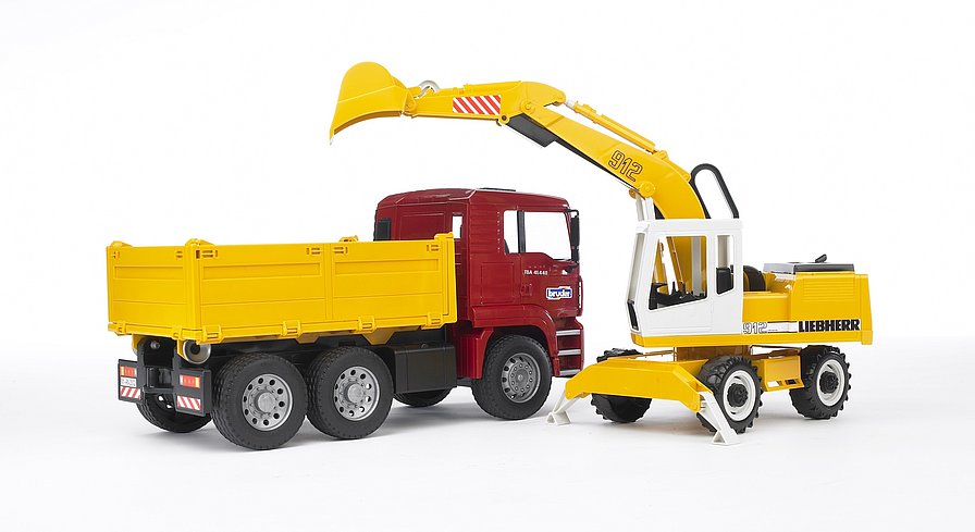 Bruder 02751 - MAN TGA tipper truck and Liebherr shovel excavator