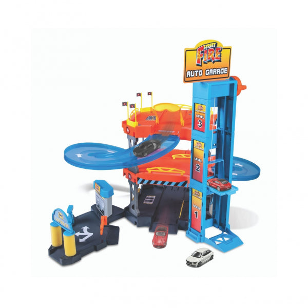 Bburago - StreetFire Car Garage Playset incl. 2 Vehicles, 1:43
