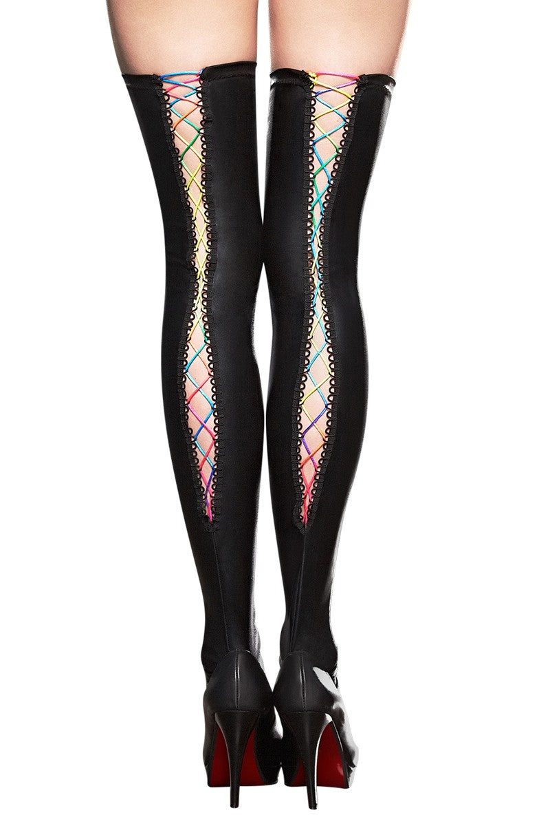 Schwarze Straps-Strümpfe A0191 L/XL von 7-Heaven