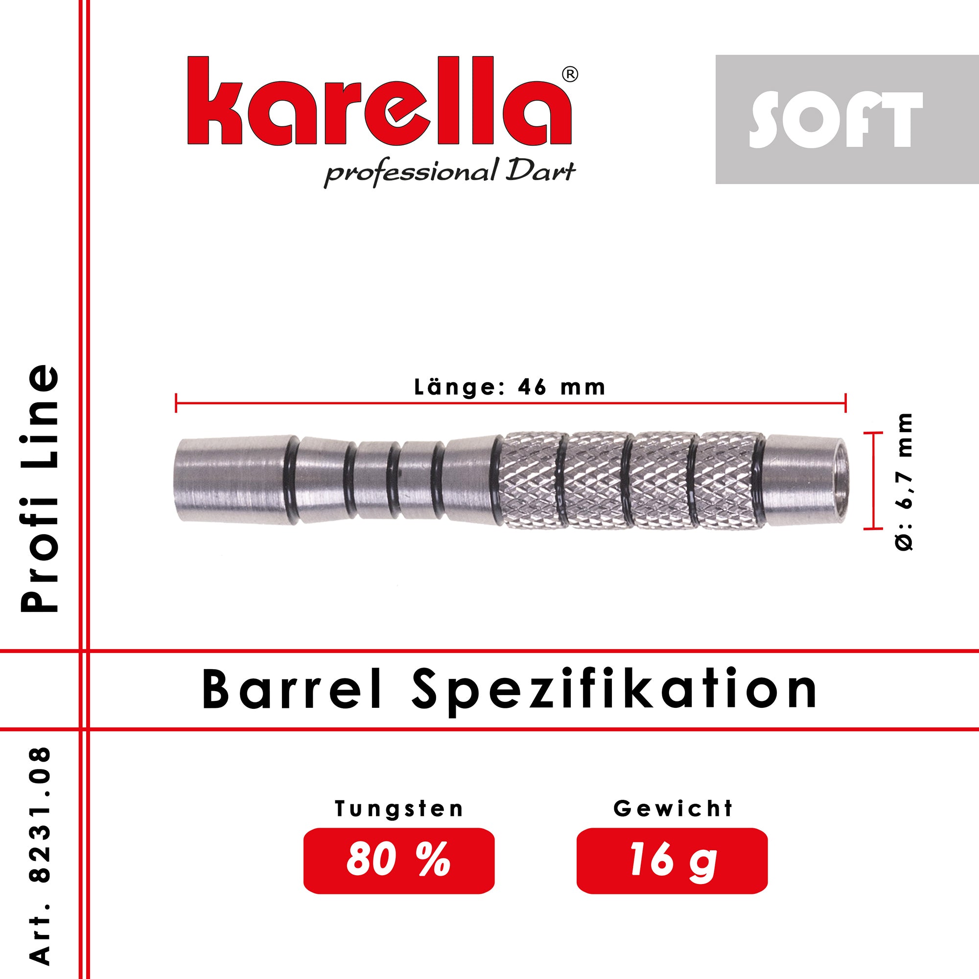 Soft barrel Karella Profi Line 80% Tungsten PLS-08 16 g