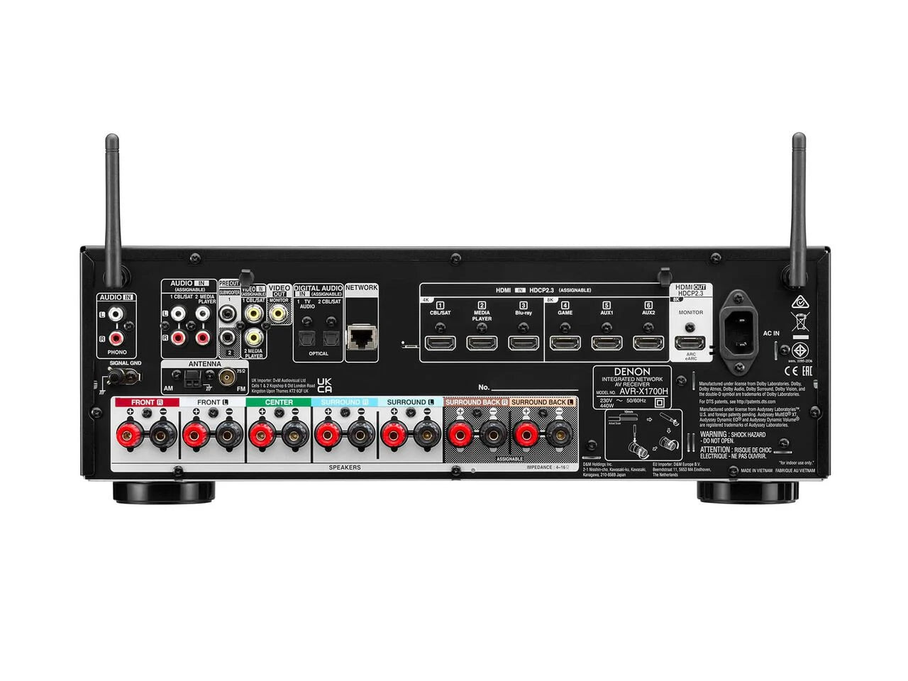 Denon AVRX1700H 7.2-Channel 145W 8K AV Receiver with HEOS Built-in