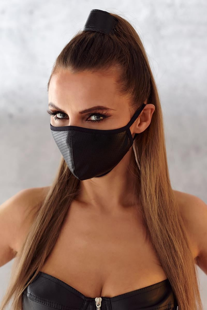 2-layer mask 002 with perforated wetlook and cotton Oeko Tex