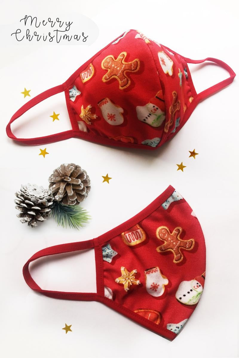 2-lagige X-mas Maske rot
