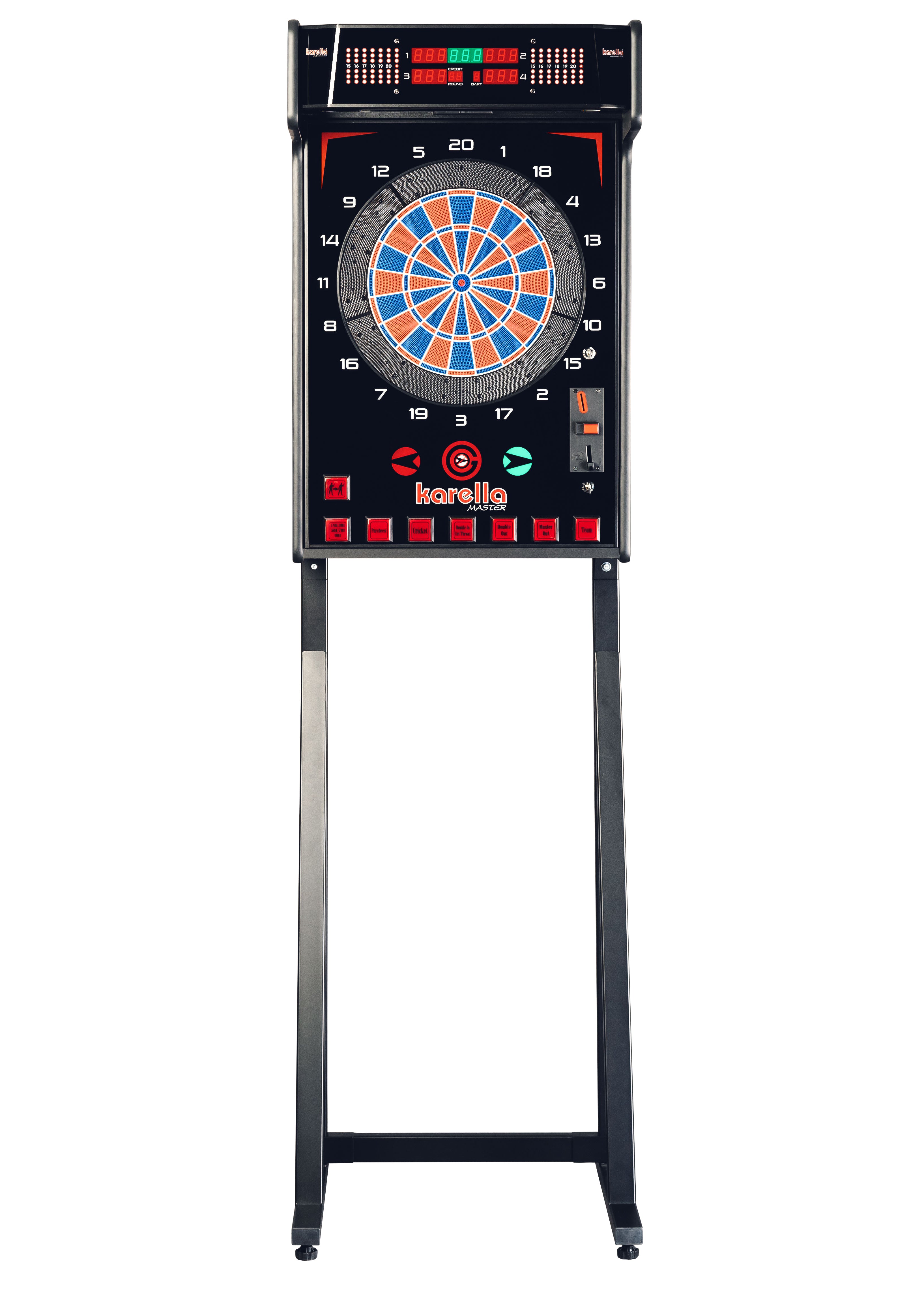 Dart machine Karella E-Master with coin slot and stand