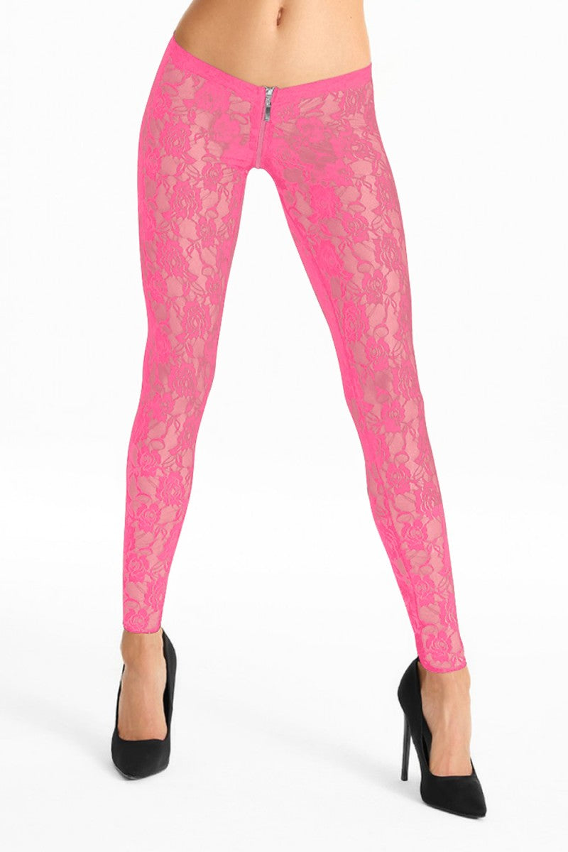 Pinke Spitzen Leggings LG008 - L