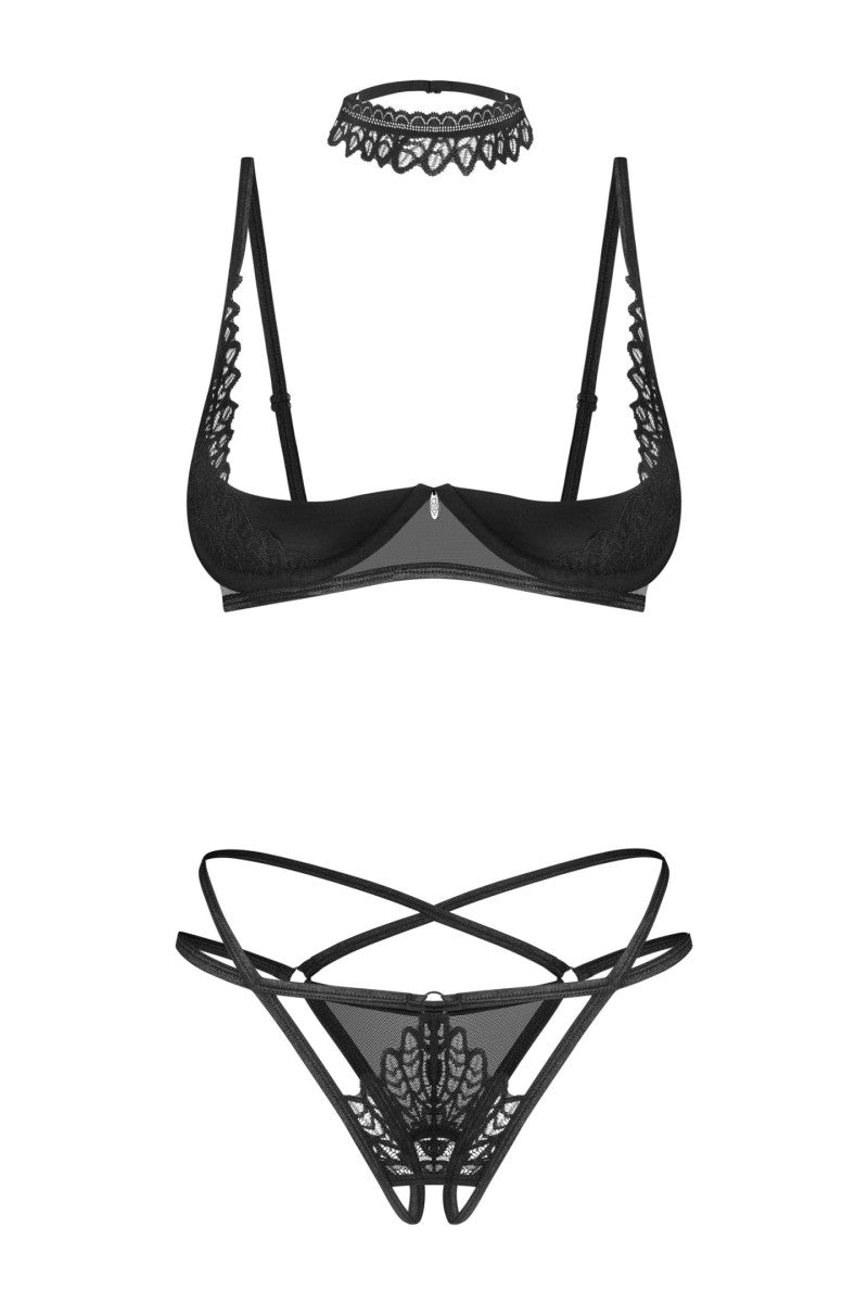 3-teilges ouvert Set Donarella schwarz - XL/2XL