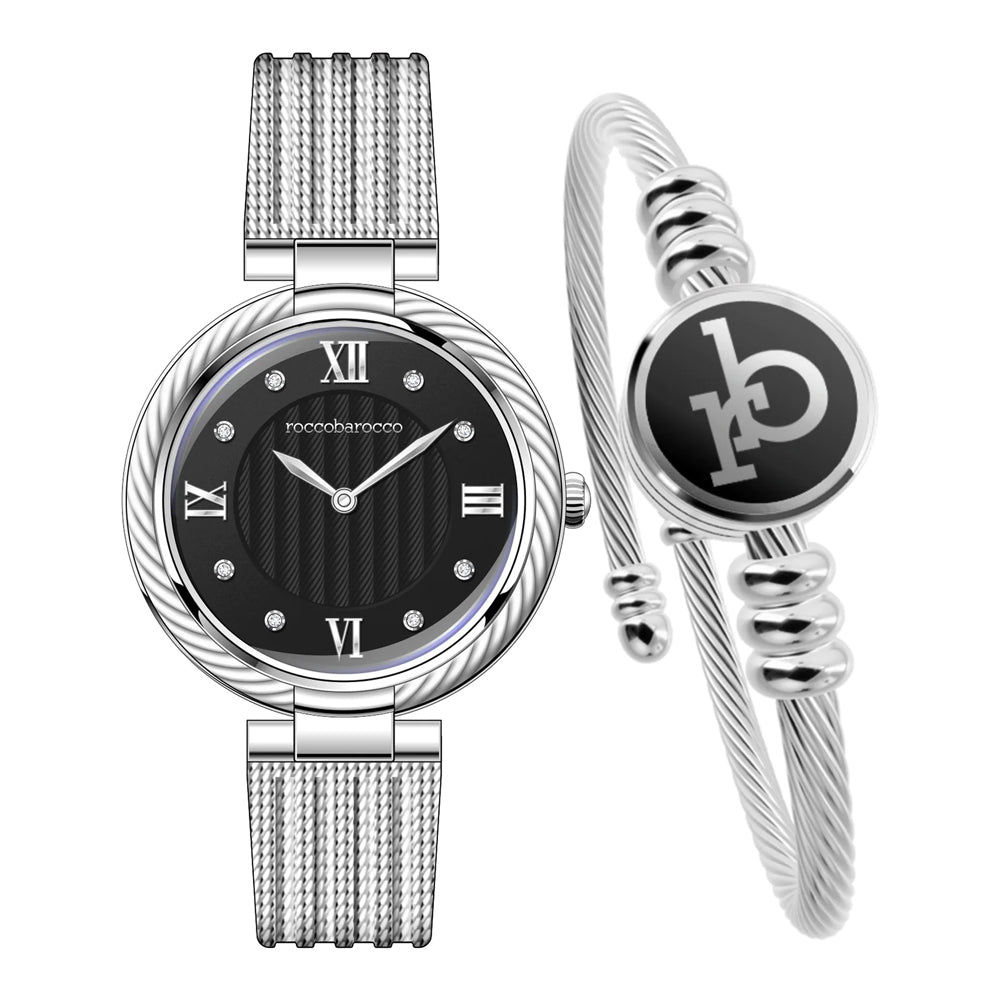 Roccobarocco RB.4469S-01M ladies watch and bangle set