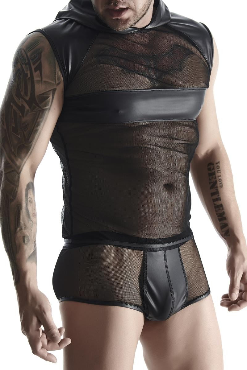 Hooded shirt TSH005 black by Regnes Fetish Planet