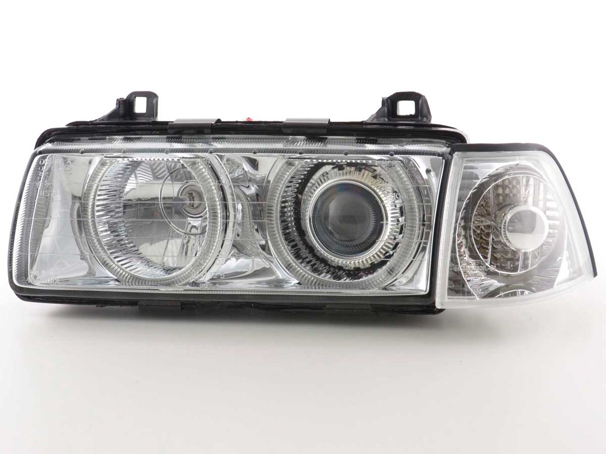 Headlights Angel Eyes BMW 3 Series Sedan Type E36 92-98 chrome