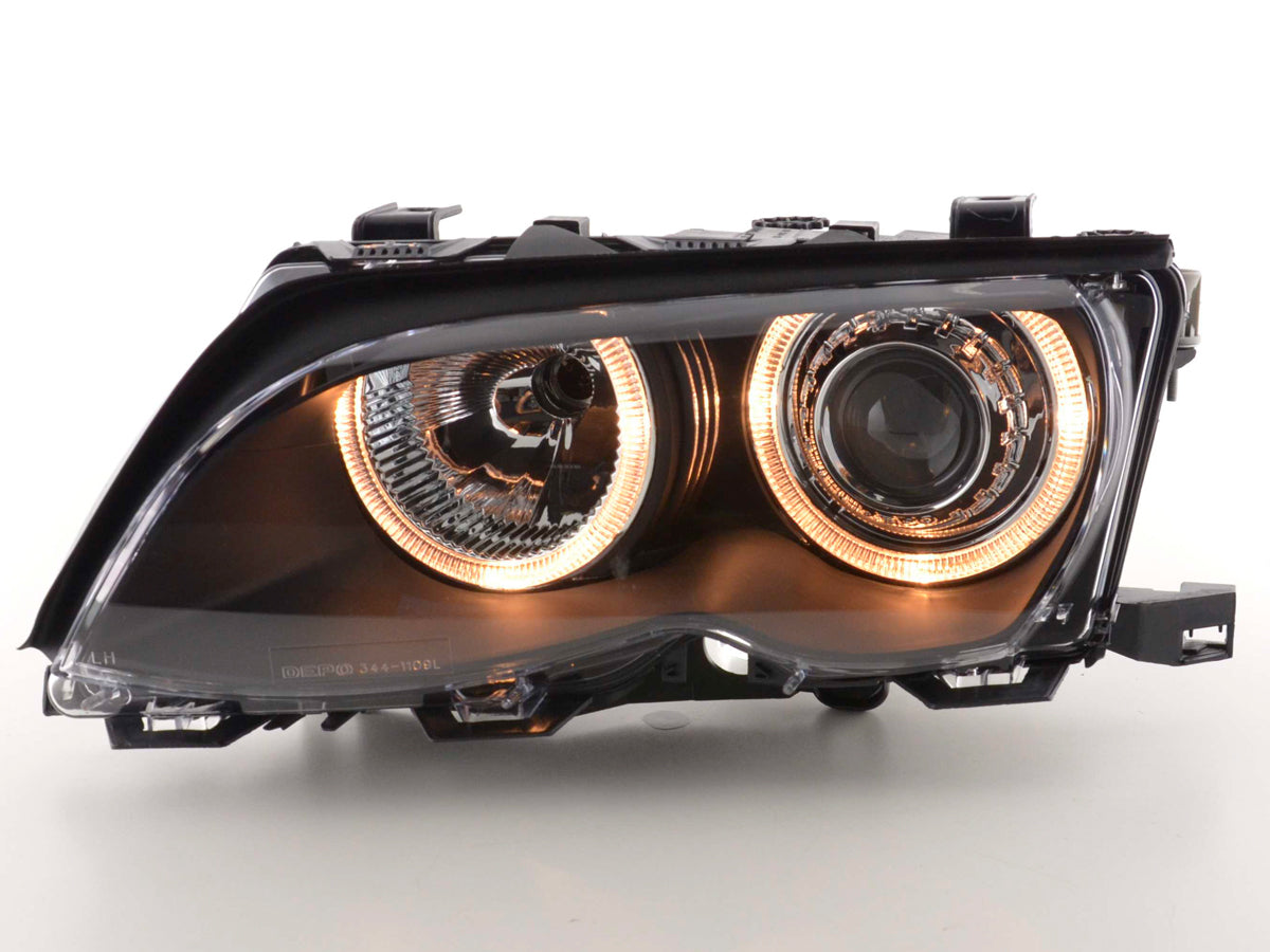 Headlight set Angel Eyes BMW 3 Series Sedan Type E46 01-03 black