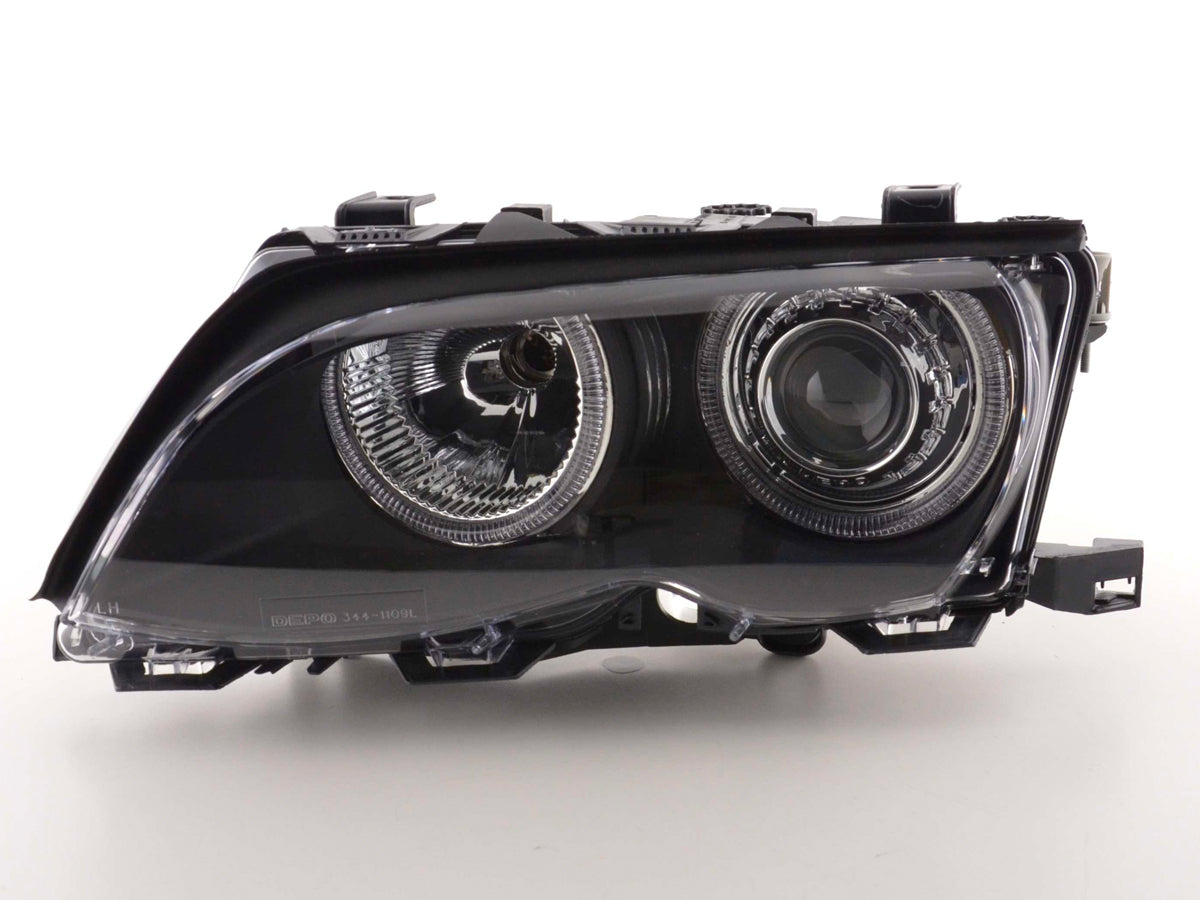 Headlight set Angel Eyes BMW 3 Series Sedan Type E46 01-03 black