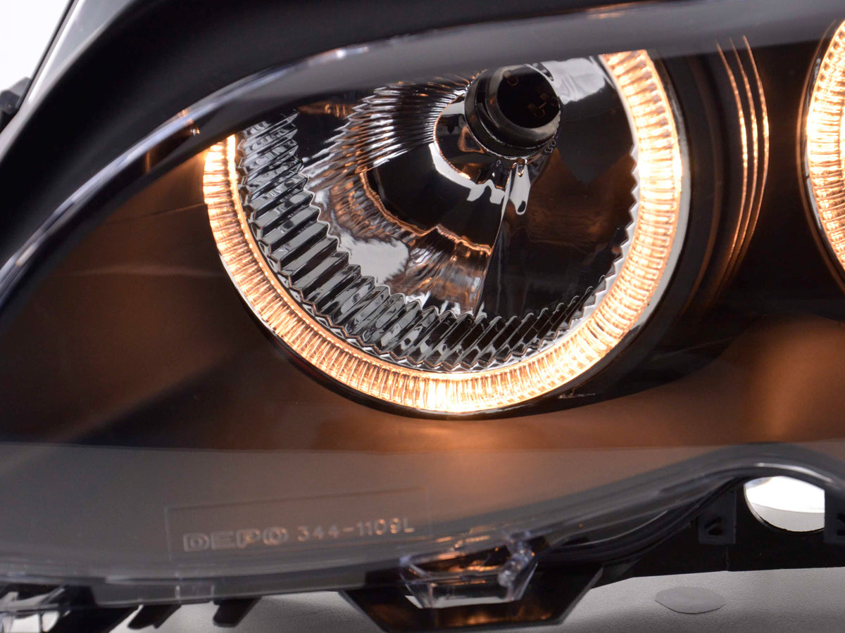 Headlight set Angel Eyes BMW 3 Series Sedan Type E46 01-03 black