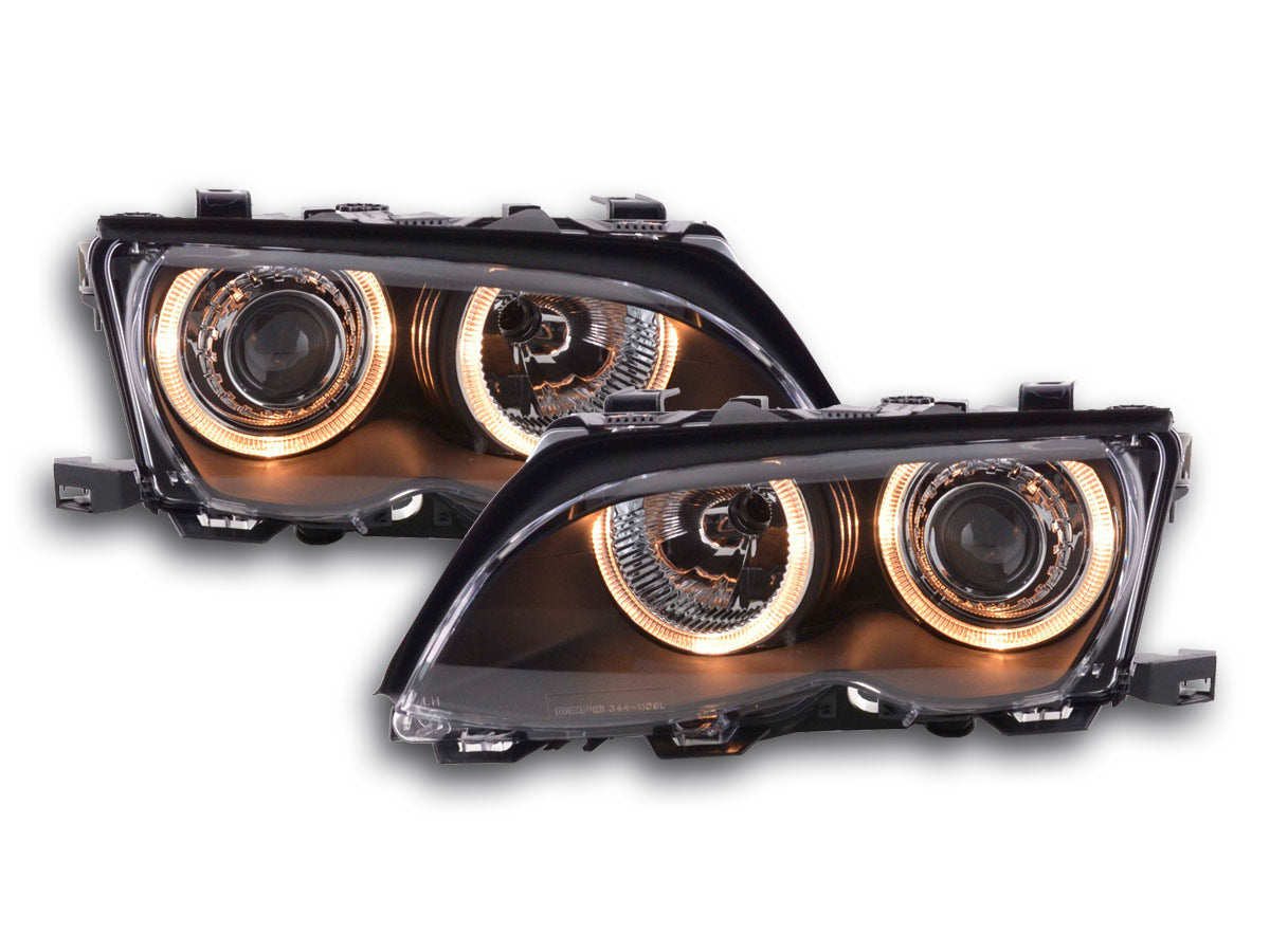 Headlight set Angel Eyes BMW 3 Series Sedan Type E46 01-03 black