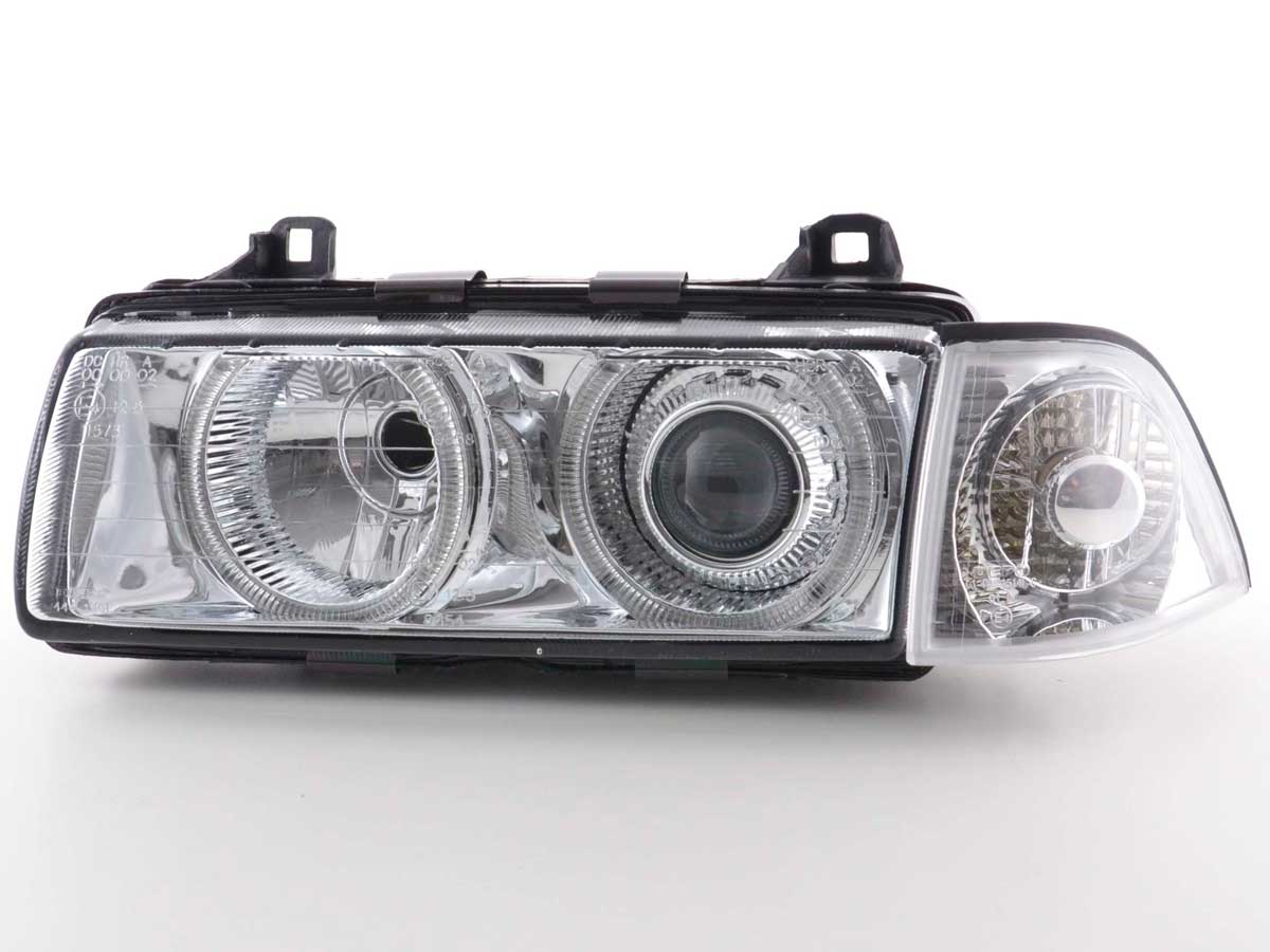 Xenon Scheinwerfer Set Angel Eyes Optik BMW 3er Coupe Typ E36 Baujahr 92-98 chrom